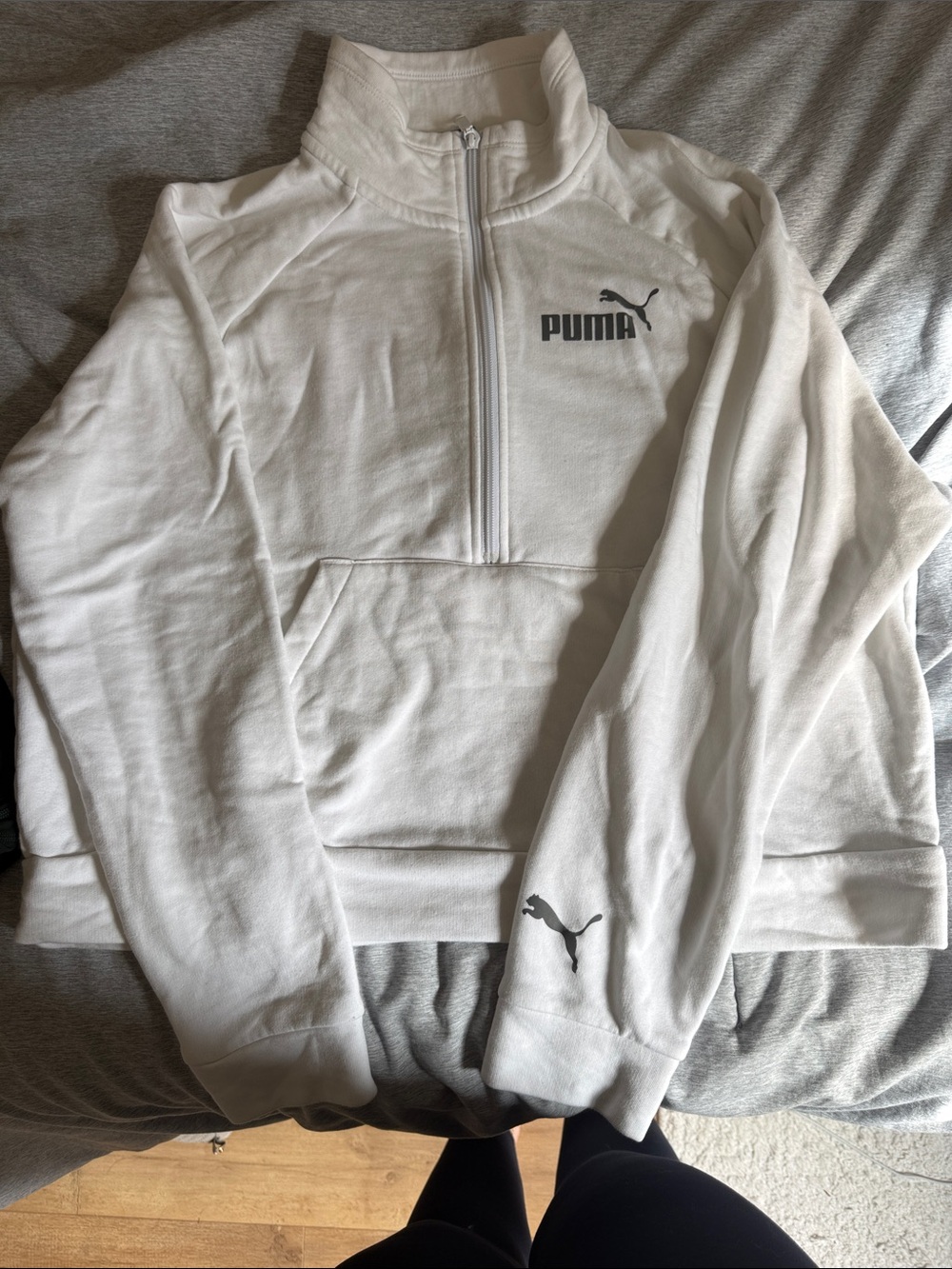 Puma White Half-Zip Pullover with Black Logo